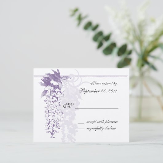 Wisteria Wedding / Reactie RSVP Kaartje (Staand voorkant)