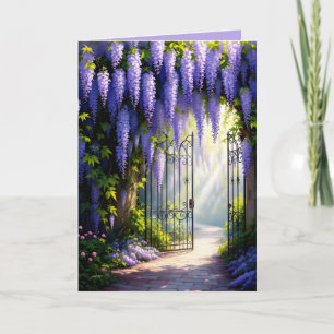 Wisteria-wijnstok op nostalgisch, victoriaans tuin kaart