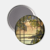 Wisteria wijnstokken in glas-in-lood magneet (Voorkant / Achterkant)