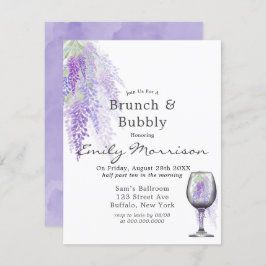 Wisteria Wine Glass Brunch & Bubble Invitation Kaart