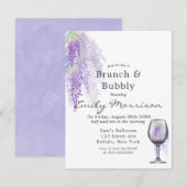 Wisteria Wine Glass Brunch & Bubble Invitation Kaart (Voorkant / Achterkant)