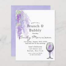 Wisteria Wine Glass Brunch & Bubble Invitation