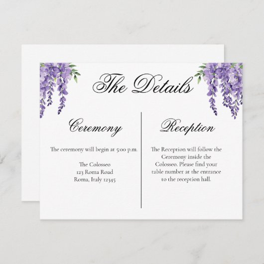 Wisteriaprieel Details Kaart (Voorkant / Achterkant)