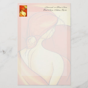Wistful Lady in Oranje Briefpapier