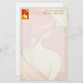 Wistful Lady in Oranje Briefpapier (Voorkant / Achterkant)