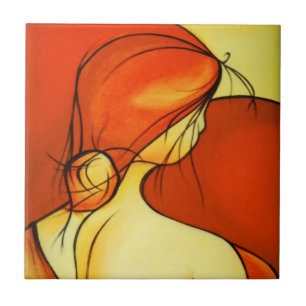 Wistful Lady in Oranje Tegeltje