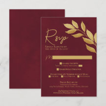 Wistful Leaves Burgundy & Gold Watercolor Wedding