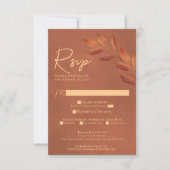 Wistful Leaves Chic Terracotta Waterverf Wedding RSVP Kaartje (Voorkant)