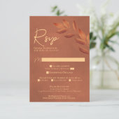 Wistful Leaves Chic Terracotta Waterverf Wedding RSVP Kaartje (Staand voorkant)
