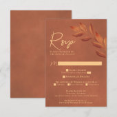 Wistful Leaves Chic Terracotta Waterverf Wedding RSVP Kaartje (Voorkant / Achterkant)