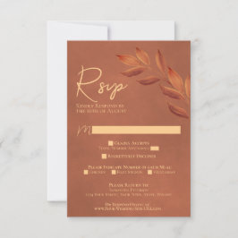 Wistful Leaves Chic Terracotta Waterverf Wedding RSVP Kaartje
