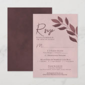 Wistful Leaves Dusty Roos Modern Chic Wedding RSVP Kaartje (Voorkant / Achterkant)