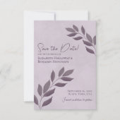 Wistful Leaves Elegant Dusty Paars Wedding Save The Date (Voorkant)