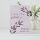 Wistful Leaves Elegant Dusty Paars Wedding Save The Date (Staand voorkant)