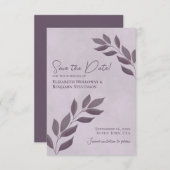 Wistful Leaves Elegant Dusty Paars Wedding Save The Date (Voorkant / Achterkant)