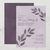 Wistful Leaves Elegant Modern Dusty Purple Wedding Kaart (Voorkant / Achterkant)