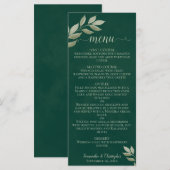 Wistful Leaves Emerald & Sage Green Wedding Menu (Voorkant / Achterkant)