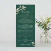 Wistful Leaves Emerald & Sage Green Wedding Menu (Staand voorkant)