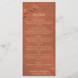 Wistful Leaves Rustic Terracotta Wedding Menu