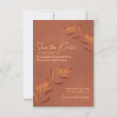 Wistful Leaves Rustic Terracotta Wedding Save The Date (Voorkant)