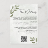 Wistful Leaves Sage Groene Bruiloft Details QR Cod Informatiekaartje (Voorkant)