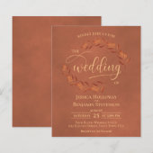 Wistful Leaves Terracotta BUDGET Wedding Invite (Voorkant / Achterkant)