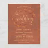Wistful Leaves Terracotta BUDGET Wedding Invite (Voorkant)