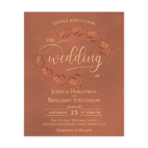 Wistful Leaves Terracotta BUDGET Wedding Invite