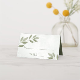 Wistful Sage Green Leaves Elegant Wedding Write-In Plaatskaartje