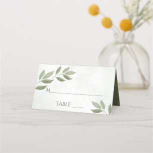 Wistful Sage Green Leaves Elegant Wedding Write-In Plaatskaartje