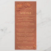 Wistful Terracotta leves Modern Script Weddenschap Menu (Voorkant)