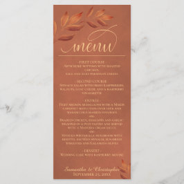 Wistful Terracotta leves Modern Script Weddenschap Menu