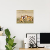 Wisvevos (Vulpes macrotis), jong in den burrow, Poster (Thuiskantoor)