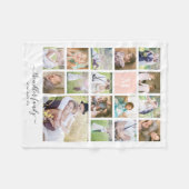 Wit 16 Photo Collage Monogram Naam Kalligrafie Fleece Deken (Voorkant (Horizontaal))