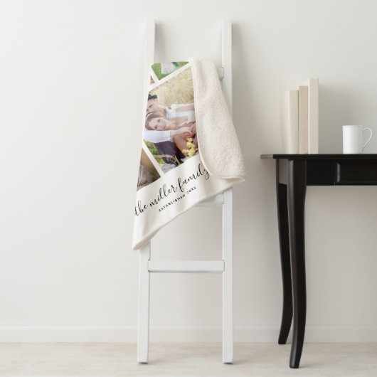 Wit 16 Photo Collage Monogram Naam Kalligrafie Sherpa Deken (In situ)