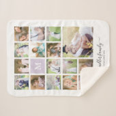 Wit 16 Photo Collage Monogram Naam Kalligrafie Sherpa Deken (Voorkant (horizontaal))