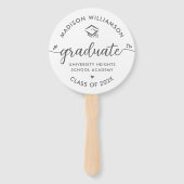 Wit 1 Foto Afstuderen Grijs Script Hearts Pet Handwaaier (Voorkant)