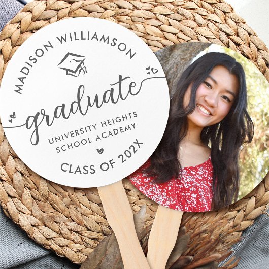 Wit 1 Foto Afstuderen Grijs Script Hearts Pet Handwaaier