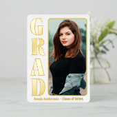 Wit 1 foto modern grad feest folie uitnodiging (Staand Voorkant)