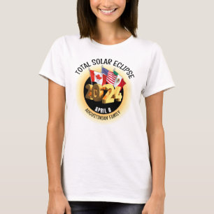Wit 2024 TOTAAL ZONNEVERDUISTERING Vlaggen Familie T-shirt