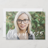 Wit 2025 Borstel Lettering Foto Afstuderen Kaart (Voorkant)