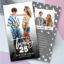 Wit 2025 Geborsteld Mix Typografie Nieuw Jaar Foto Feestdagenkaart