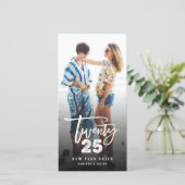 Wit 2025 Geborsteld Mix Typografie Nieuw Jaar Foto Feestdagenkaart (Staand voorkant)