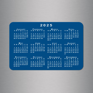Wit 2025 Kalender Blauwe Achtergrond Sjabloon Magneet