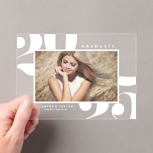 Wit 2025 Vetgedrukte typografie Foto Afstuderen Acryl Uitnodigingen