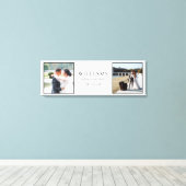 Wit 2 Fotoscript Namen Bruiloft Datum Keepsake Canvas Afdruk (Insitu (Houten vloer))