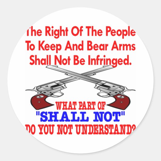 Wit 2e amendement begrijpt het niet ronde sticker (Voorkant)