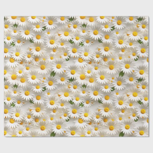 Wit 3D Daisy Naadloos Patroon Cadeaupapier (Vlak)
