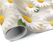 Wit 3D Daisy Naadloos Patroon Cadeaupapier (Rol Hoek)
