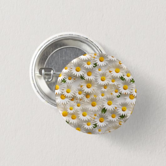 Wit 3D Daisy Naadloos Patroon Ronde Button 3,2 Cm (Voorkant /achterkant)
